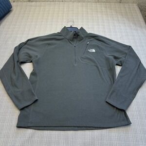 The North Face Gray Fleece 1/4 Zip Pullover Jacket Mens Large Comfort Hiking